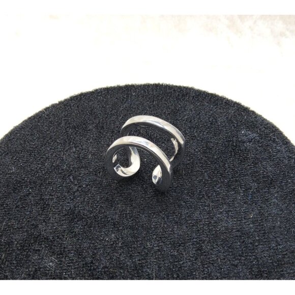 Vintage Unisex Double Band Stainless Steel Solid Double Loop Ring - Picture 4 of 7